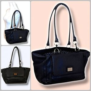 Lulu Guinness Black Faux Leather Shoulder Bag